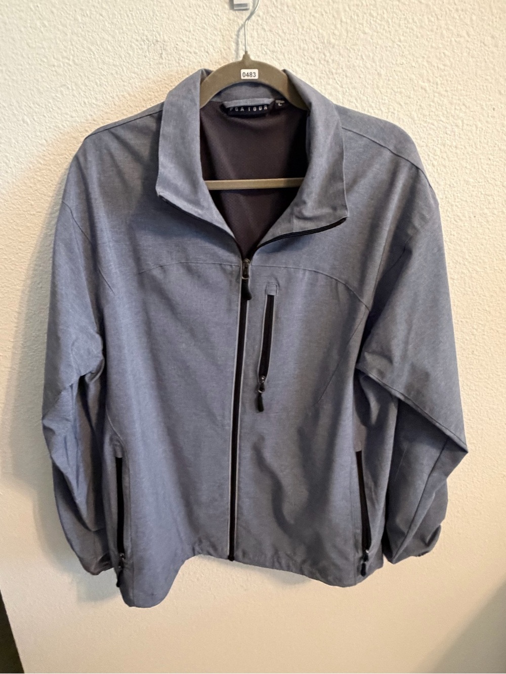 PGA Tour Men's Heather Slate Zip-Front Jacket